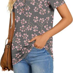BISHUIGE Floral Print Women's Blouse – Casual V-Neck Top
